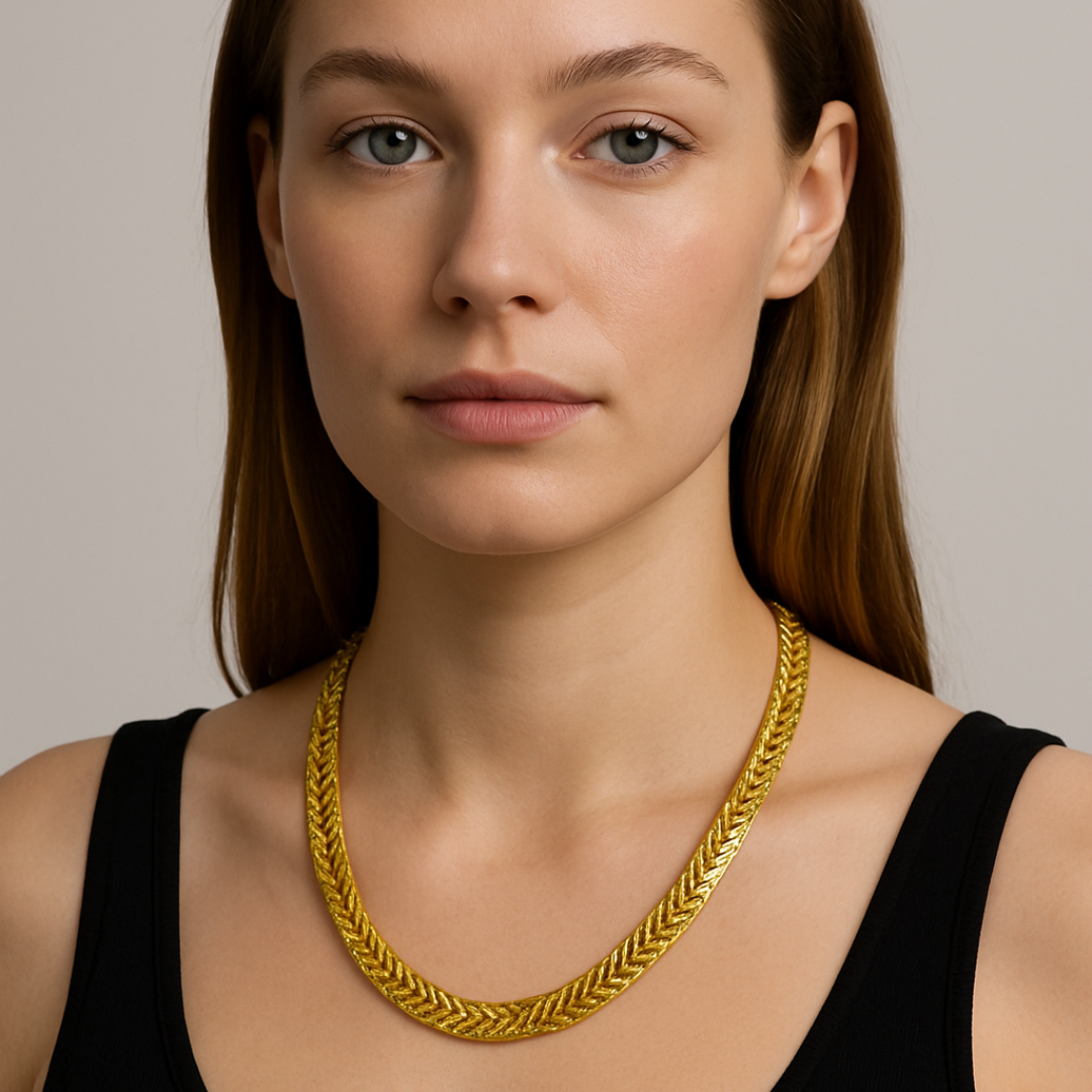Bold Elegance – Classic Herringbone Chain Necklace