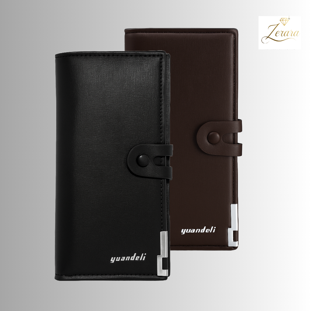 ✨ Premium Yuandeli Long Wallet – Sleek Black & Classic Brown ✨
