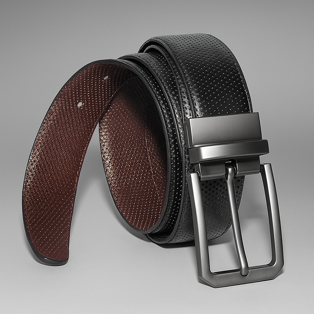 Men's Reversible Leather Belt β Black & Brown | Textured Finish - With Free Delivery