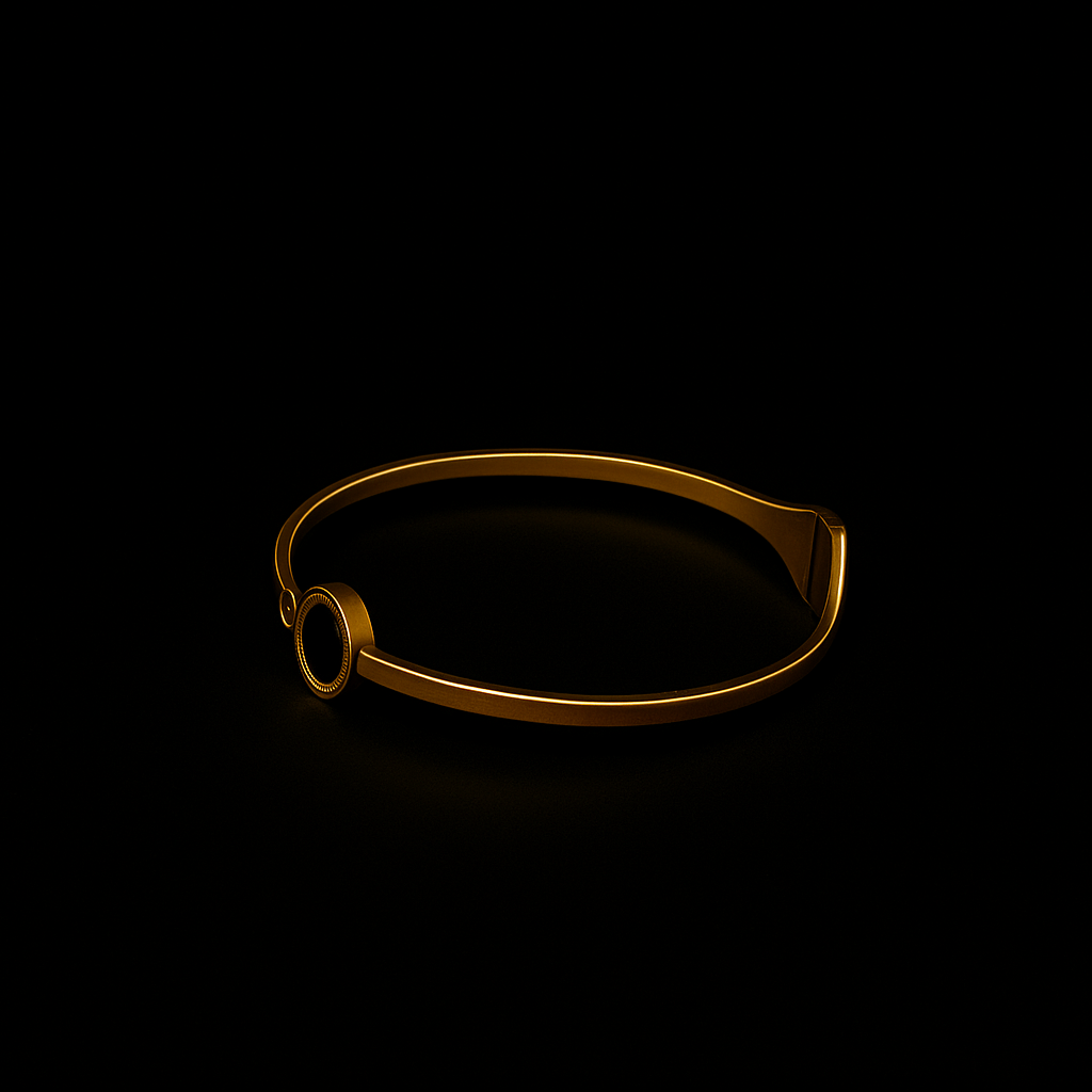 Elegant Bangle with Black Onyx & Crystal Accent