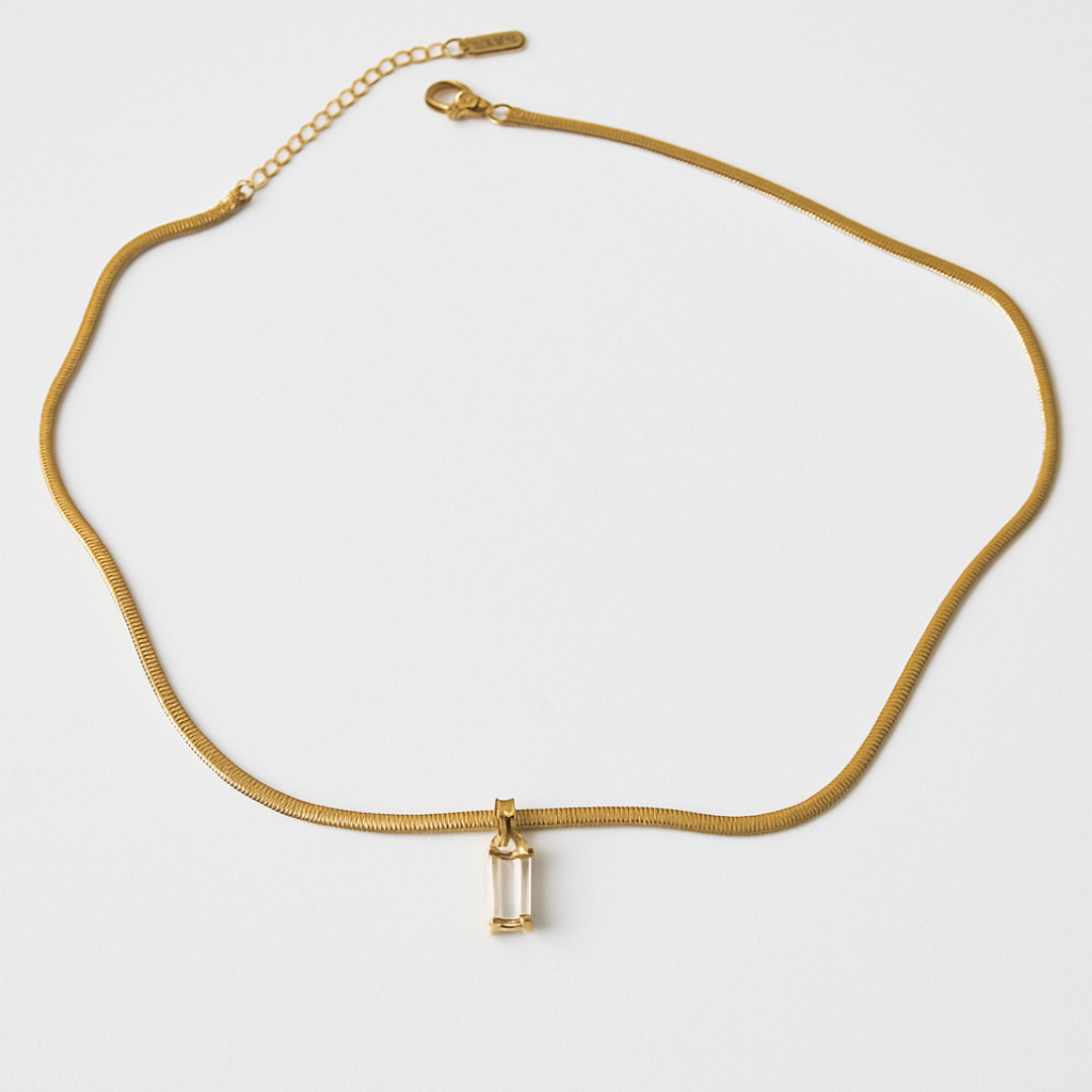 Elegant Rectangular Stone Pendant Necklace – Artificial Jewelry for Women