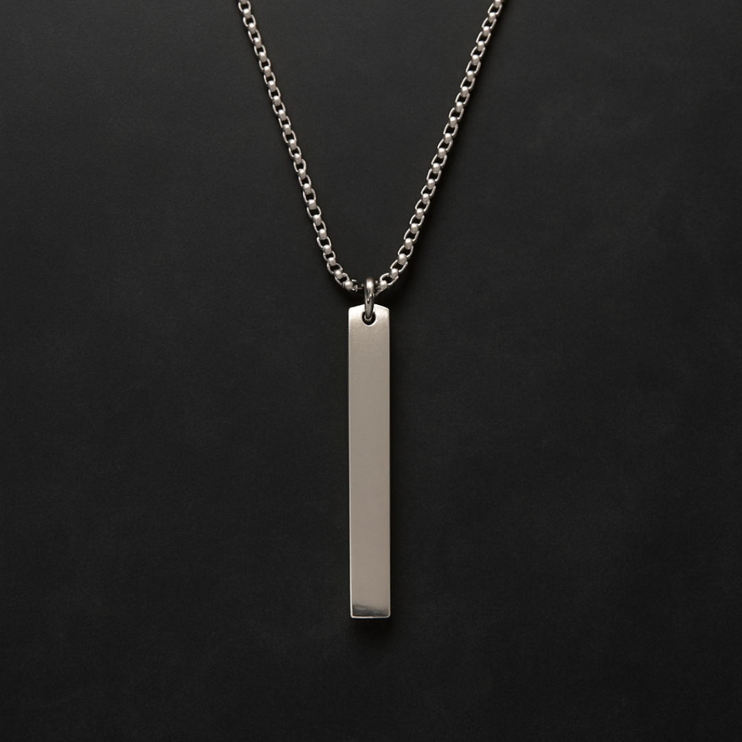 Minimalist Silver Bar Pendant Necklace – Unisex Everyday Essential