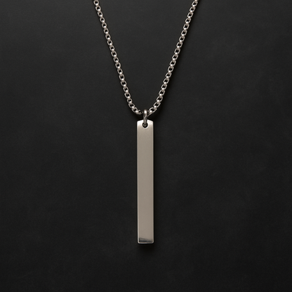 Minimalist Silver Bar Pendant Necklace – Unisex Everyday Essential