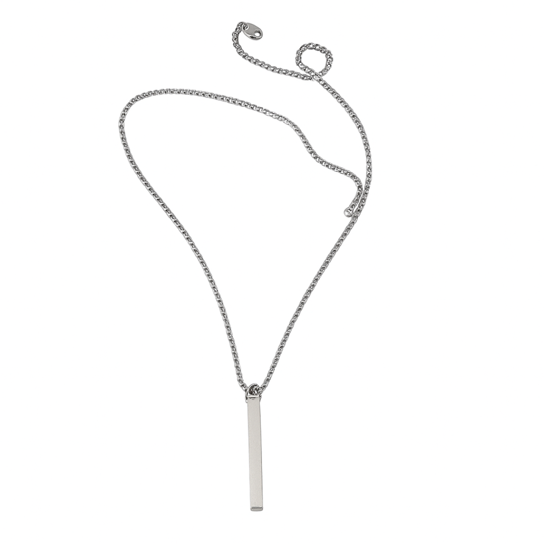 Minimalist Silver Bar Pendant Necklace – Unisex Everyday Essential
