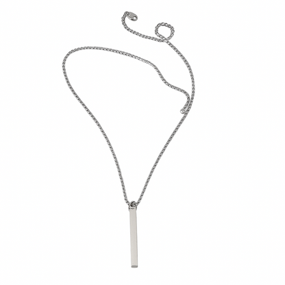 Minimalist Silver Bar Pendant Necklace – Unisex Everyday Essential