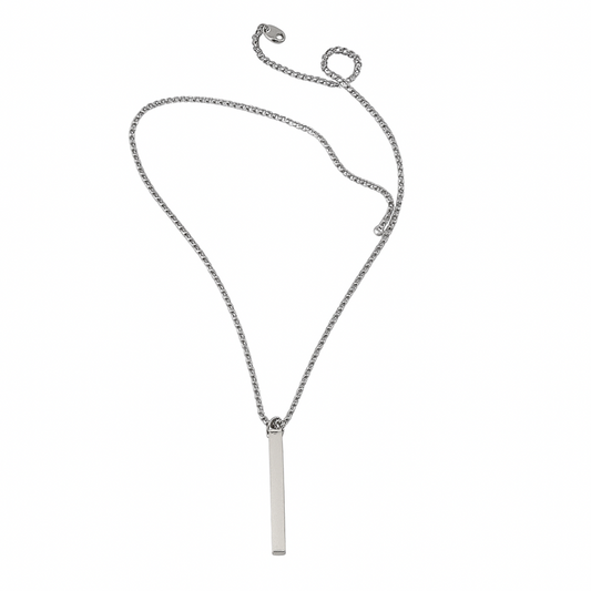 Minimalist Silver Bar Pendant Necklace – Unisex Everyday Essential