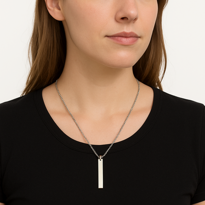 Minimalist Silver Bar Pendant Necklace – Unisex Everyday Essential