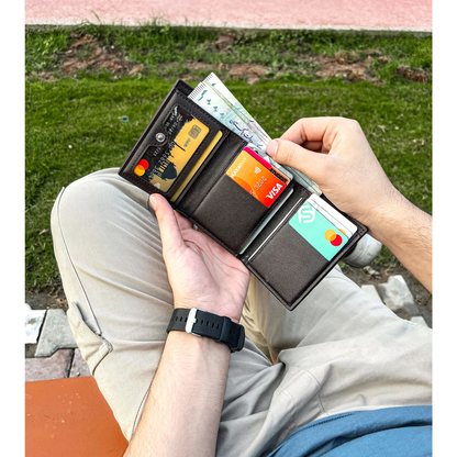 Premium Men's Tri-Fold Wallet – Classic Black & Brown Collection