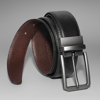 Men's Reversible Leather Belt – Black & Brown | Textured Finish - With Free Delivery
