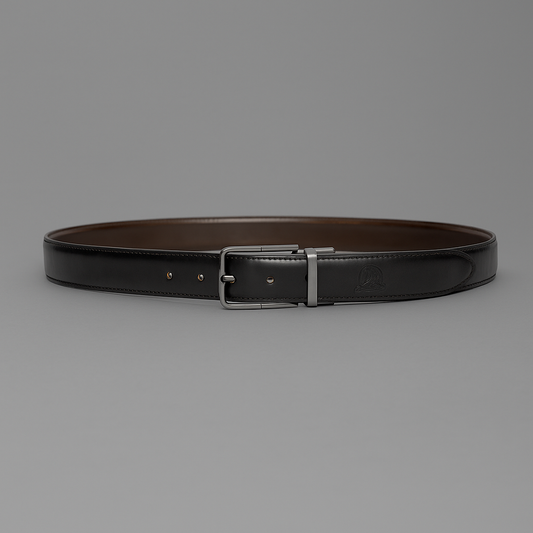 Premium Reversible 2-in-1 Leather Belt – Black & Brown - With Free Delivery