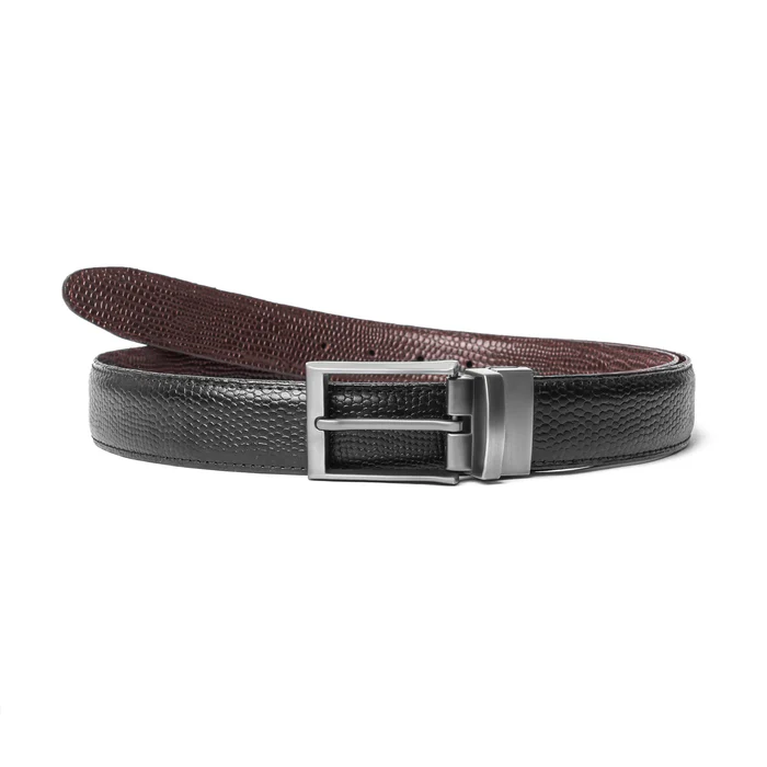 Premium Reversible Leather Belt – Black & Brown Textured Finish - With Free Delivery