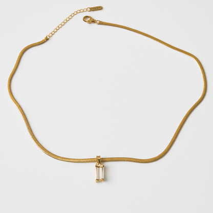 Elegant Rectangular Stone Pendant Necklace – Artificial Jewelry for Women